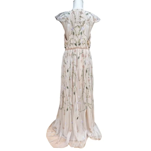 ASOS DESIGN pretty embroidered floral and sequin mesh maxi dress Size 12 - Picture 4 of 14
